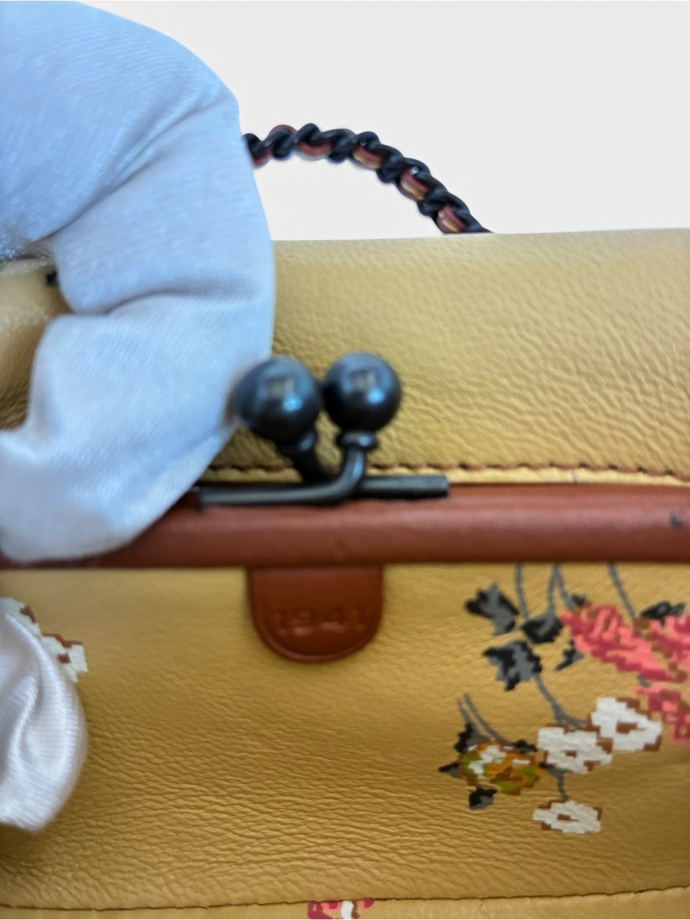 Coach Mini Crossbody in Ivory with Braided Dark Chain - Picture 10 of 11
